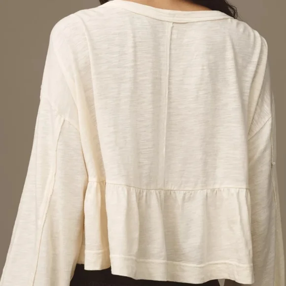 Anthropologie PILCRO babydoll top Ivory Size XS Oversized Fit - Picture 3 of 5